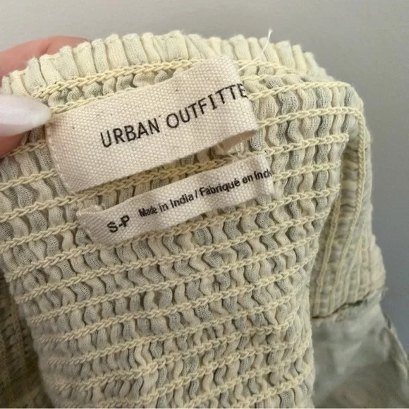 Urban Outfitters Deja Cinched Cami Striped Crop Top Green & White - Picture 4 of 5